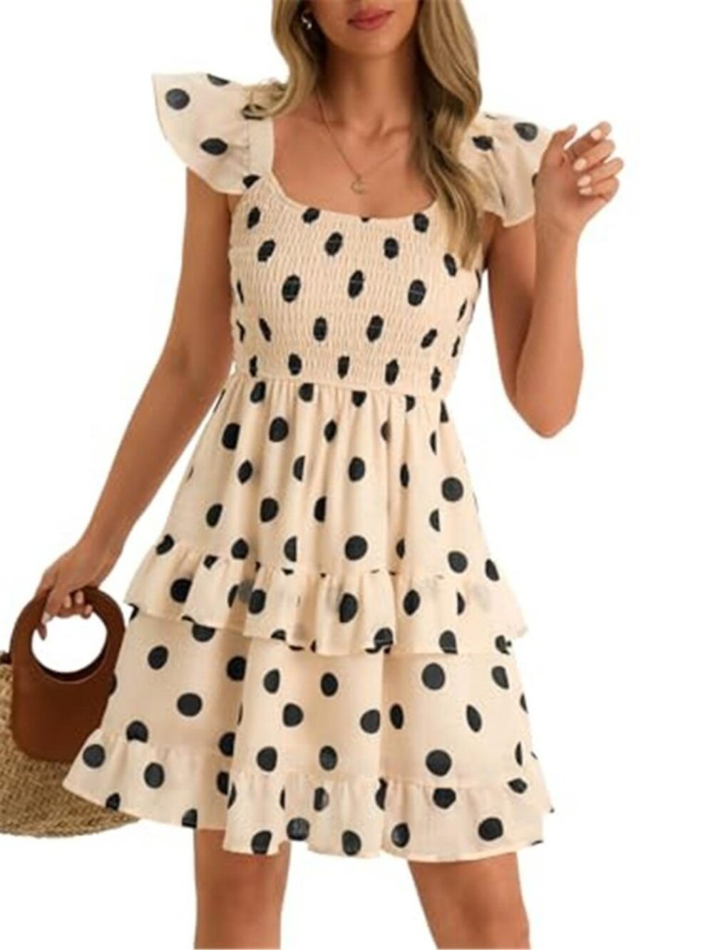 Women Summer Dresses Casual Boho Smocked Ruffle Sun Beach Babydoll Mini Dress